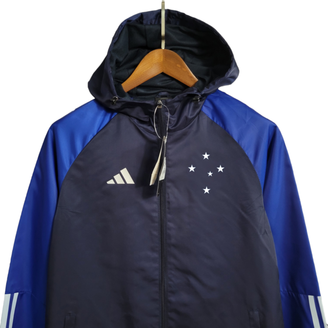 Jaqueta Corta-Vento Cruzeiro 23/24 Masculino Adidas - Azul escuro com detalhes em branco