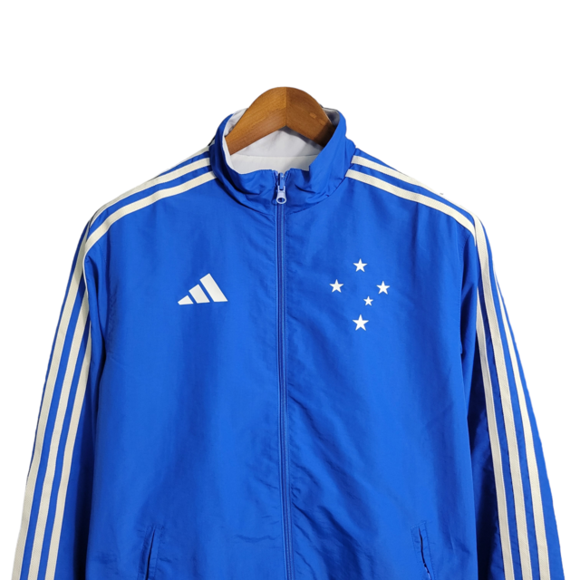 Jaqueta Corta-Vento Cruzeiro Dupla face 23/24 Masculina Adidas - Dupla face azul e branco