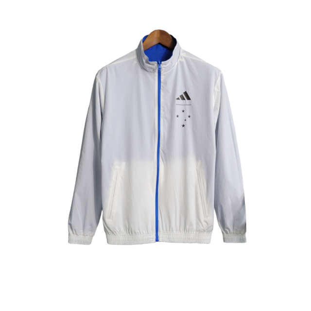 Jaqueta Corta-Vento Cruzeiro Dupla face 23/24 Masculina Adidas - Dupla face azul e branco