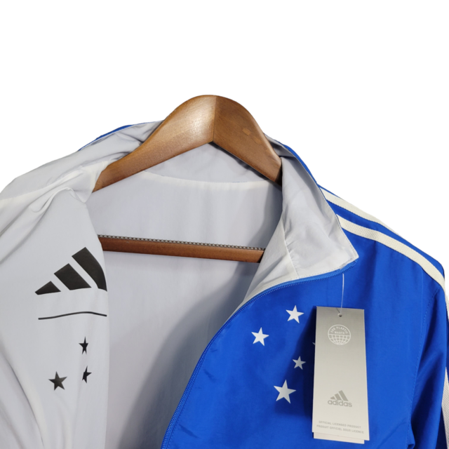 Jaqueta Corta-Vento Cruzeiro Dupla face 23/24 Masculina Adidas - Dupla face azul e branco