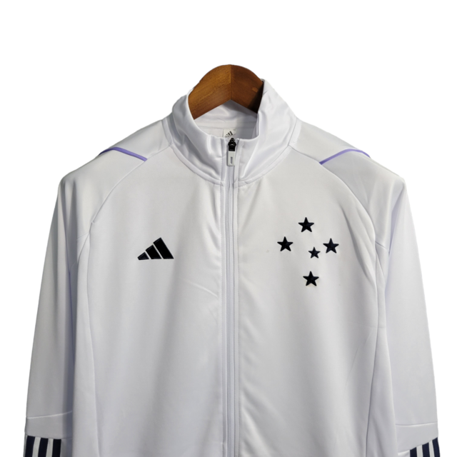 Jaqueta Corta-Vento Cruzeiro Treino 23/24 Masculina Adidas - Branca com detalhes em preto