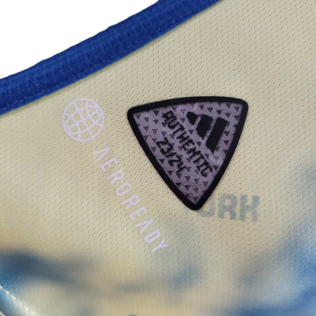 Camisa Red Bull New York Edição Especial New Cow Stadium 23/24 - Jogador Adidas Masculina - Amarela com detalhes em azul e vermelho