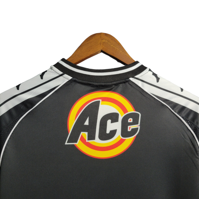 Camisa Vasco da Gama I Retrô 2000 - Kappa Torcedor Masculino - Preta com faixa branca e detalhes em amarelo e vermelho