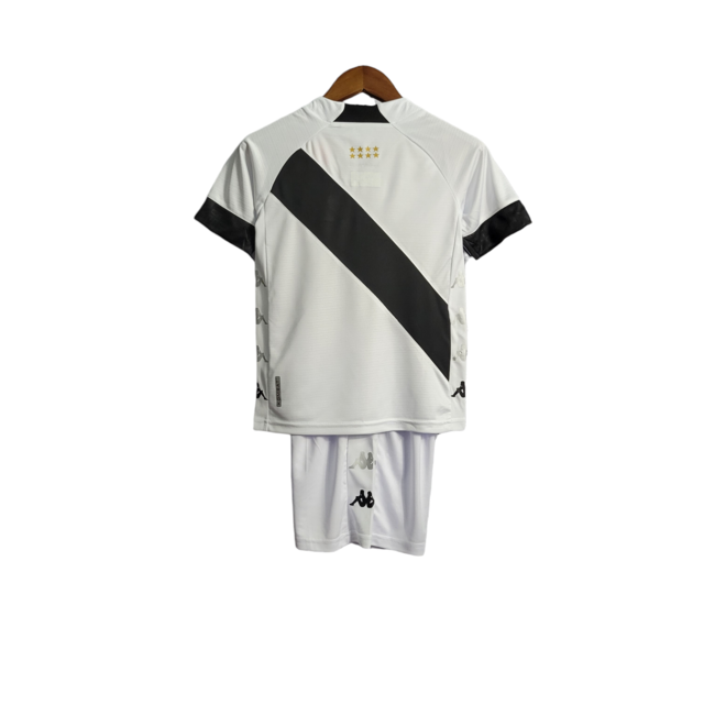 Kit Infantil Vasco da Gama I 22/23 Kappa Torcedor Masculino - Branca com detalhes em preto e vermelho