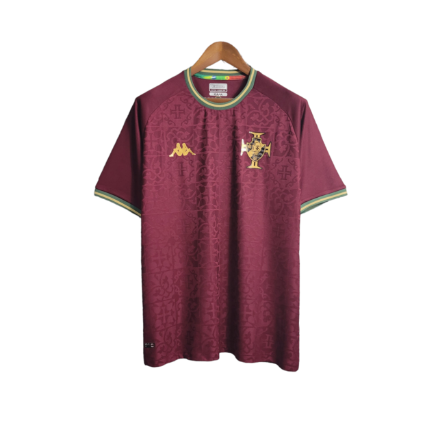 Camisa Vasco da Gama Edição Especial 22/23 Kappa Torcedor Masculino - Vinho com detalhes em dourado verde e amarelo