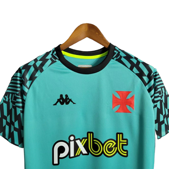 Camiseta Vasco da Gama Pré-Jogo 2022 Kappa Masculina - Verde com detalhes em Preto