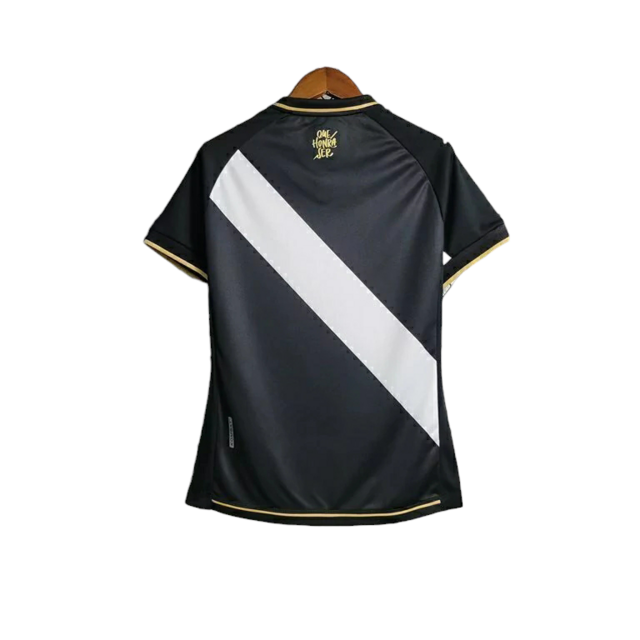 Camisa Vasco da Gama I 23/24 -  Kappa Feminina - Preta com a faixa em branco