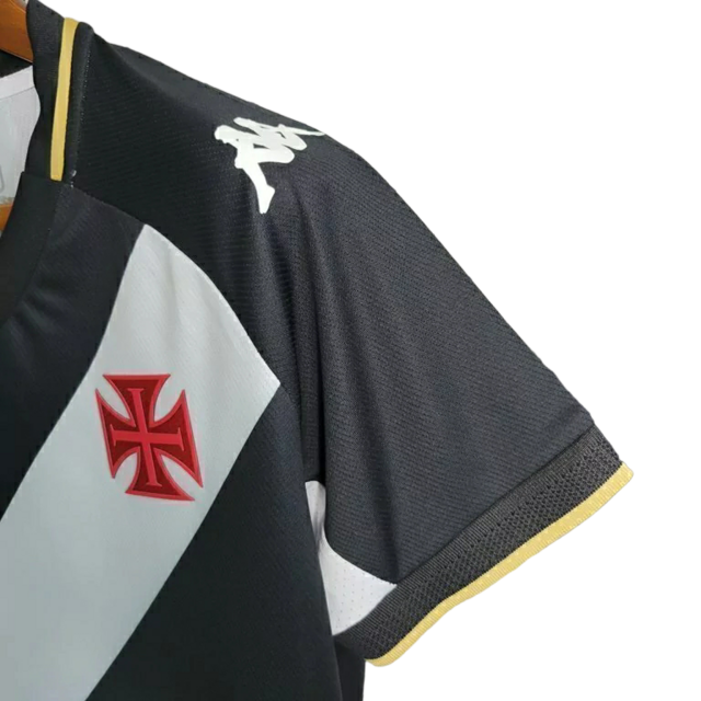 Camisa Vasco da Gama I 23/24 -  Kappa Feminina - Preta com a faixa em branco