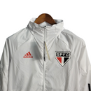 Jaqueta Corta-Vento São Paulo 20/21 Masculina Adidas - Branco com detalhes em vermelho