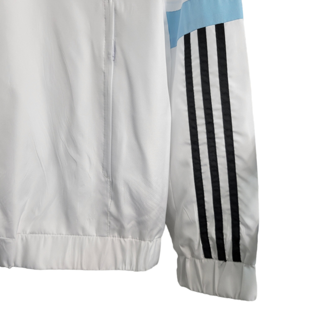 Jaqueta Corta-Vento São Paulo 23/24 Masculino Adidas - Branco com detalhes em preto e azul