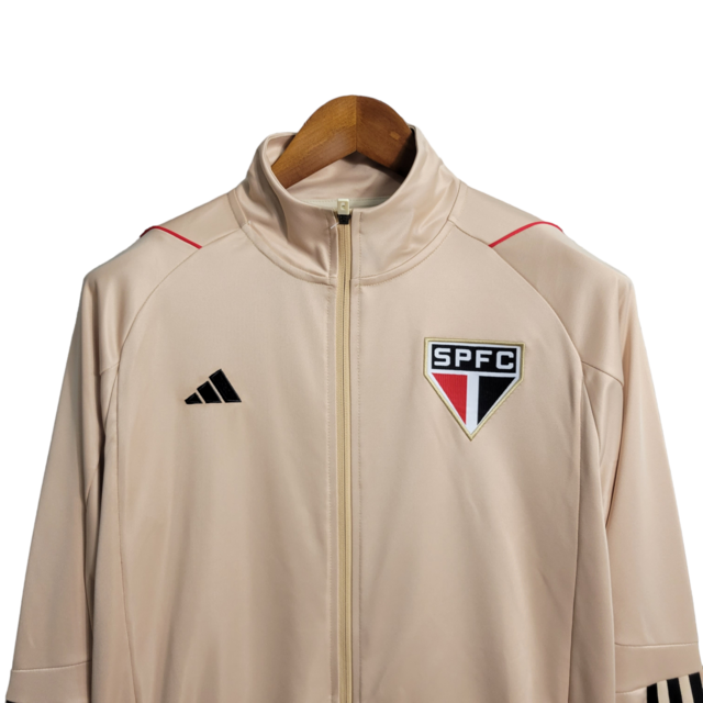 Jaqueta Corta-Vento São Paulo 23/24 Masculina Adidas -Bege com detalhes em preto