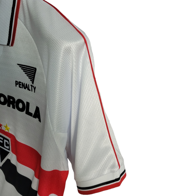 Camisa Retrô São Paulo I 2000 - Torcedor Masculina Penalty - Branca com símbolo da Motorola