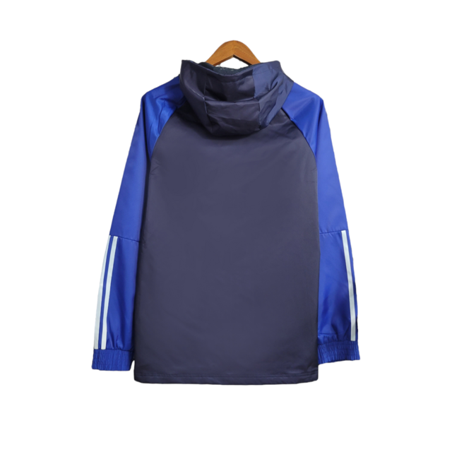 Jaqueta Corta-Vento São Paulo 23/24 Masculina Adidas - Azul escuro com azul claro e detalhes em branco