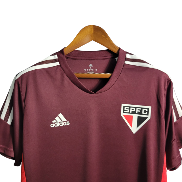Camisa São Paulo Treino 22/23 Torcedor Masculino - Vinho com detalhe em vermelho