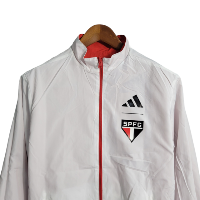 Jaqueta Corta-Vento São Paulo Dupla Face 23/24 Masculina Adidas - Branco e Vermelho