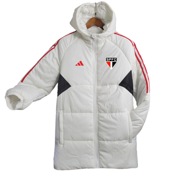 Jaqueta Corta-Vento São Paulo 23/24 Masculino Adidas - Branco com detalhes em preto e vermelho