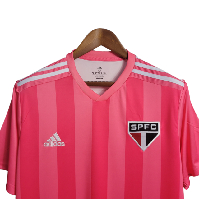 Camisa São Paulo Edição Especial Outubro rosa 22/23 Adidas Torcedor Masculino - Rosa com detalhes em branco