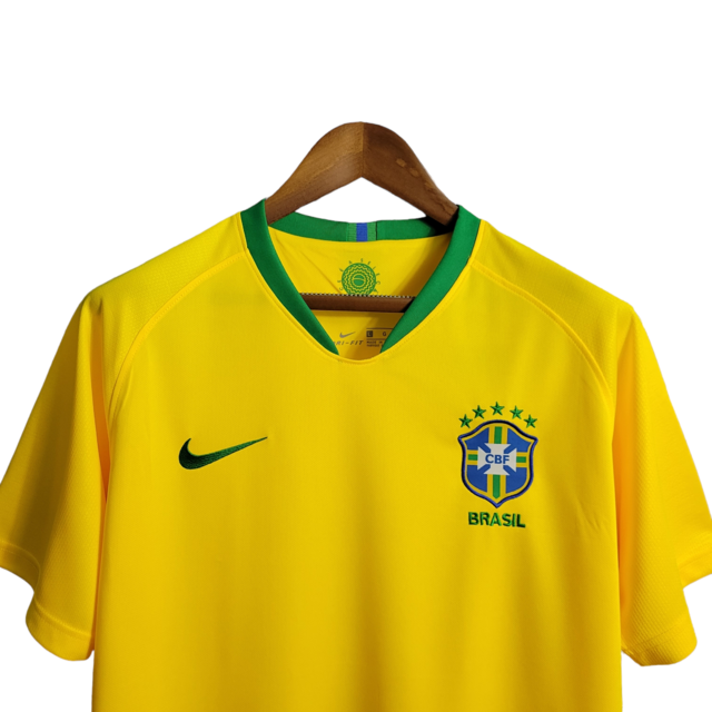 Camisa Seleção Brasil I 18/19 Torcedor Nike Masculina - Amarela com a gola Verde