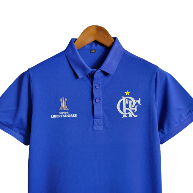 Camisa Flamengo Polo Edição Especial Conmebol 23/24 Torcedor Masculina - Azul com detalhes em branco