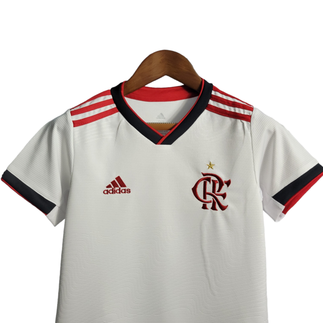 Kit Infatil Flamengo II 22/23 Adidas - Branco com detalhes em vermelho