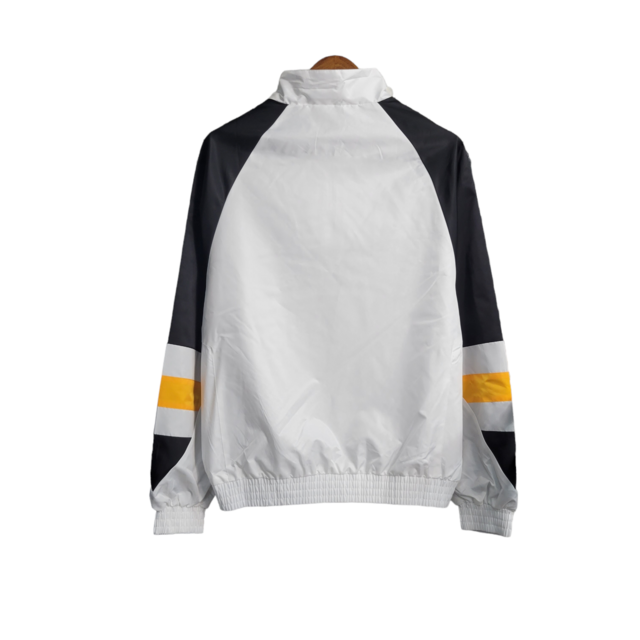 Jaqueta Corta-Vento Flamengo 23/24 Masculina Adidas - Branco com detalhes em preto e amarelo