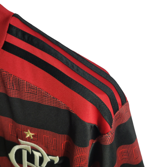 Camisa Flamengo I 19/20 Torcedor Masculina - Vermelha e preta com os detalhes em branco