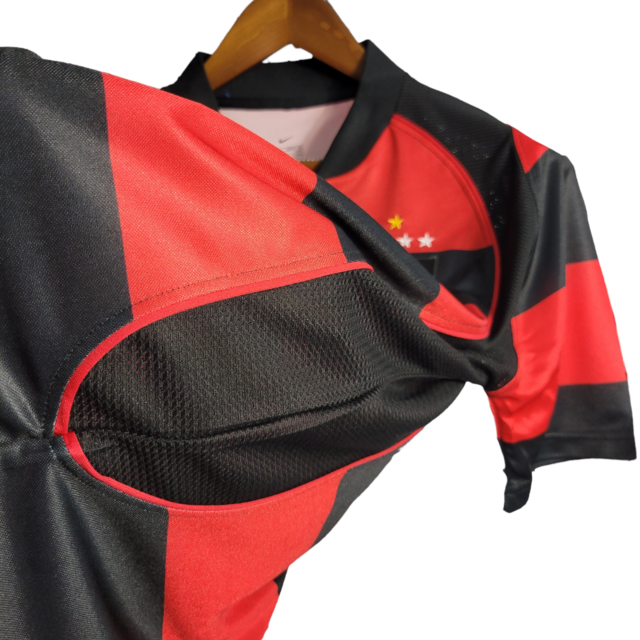 Camisa Flamengo I Retrô 03/04 Torcedor Masculina - Vermelha com detalhes em Preto e amarelo