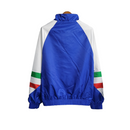 Jaqueta Corta-Vento 23/24 Masculina Adidas Flamengo- Azul com mangas brancas e com detalhes em verde e vermelho