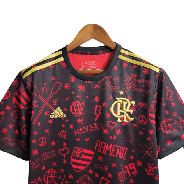 Camisa Flamengo Edição Especial 23/24Torcedor Masculina - Vermelho com detalhes em preto e dourado