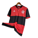 Camisa Flamengo I Retrô 17/18 Torcedor Masculina - Vermelha com detalhes em Preto