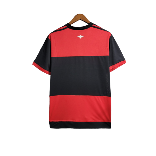 Camisa Flamengo I Retrô 17/18 Torcedor Masculina - Vermelha com detalhes em Preto
