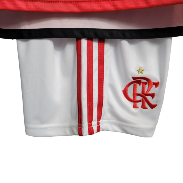 Kit Infatil Flamengo I 23/24 Adidas - Vermelho com detalhes em preto