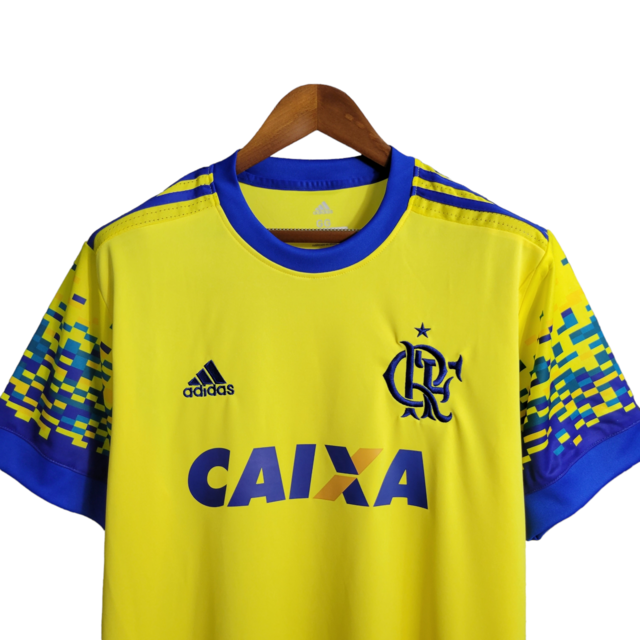 Camisa Flamengo II Retrô 1993 Torcedor Masculina - Amarela com detalhes em azul