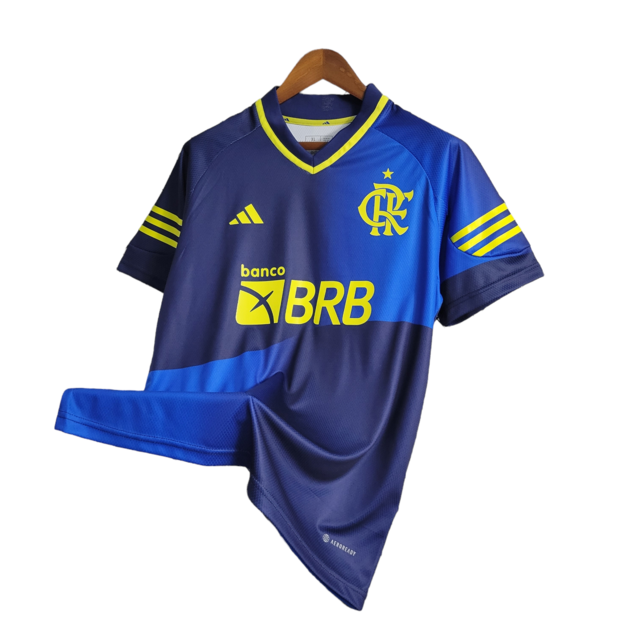 Camisa Flamengo III Edição Especial Azul 23/24 Torcedor Masculina - Azul com detalhes em amarelo