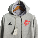 Jaqueta Corta-Vento Flamengo 23/24 Masculina Adidas - Cinza com detalhes em preto e vermelho