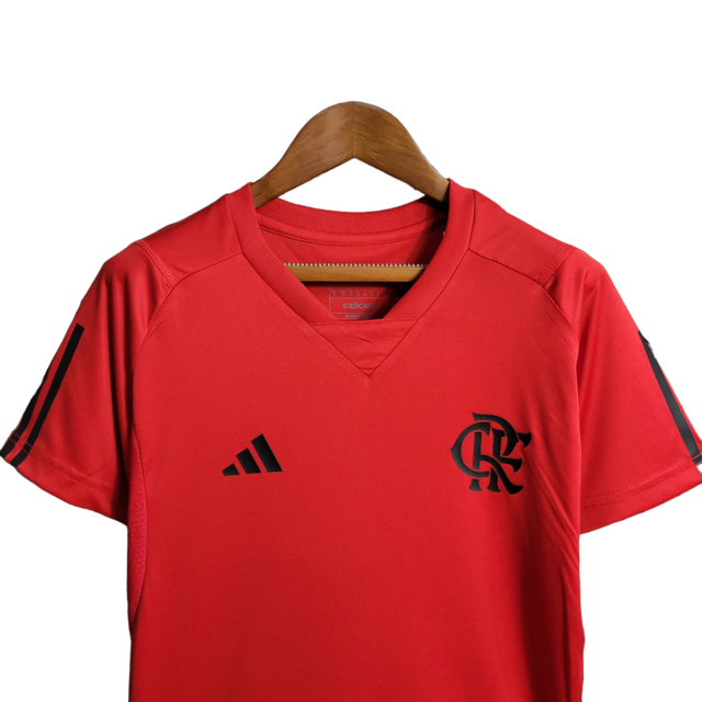 Camisa Flamengo Treino 23/24 Torcedor Adidas Masculina - Vermelha com detalhes em preto