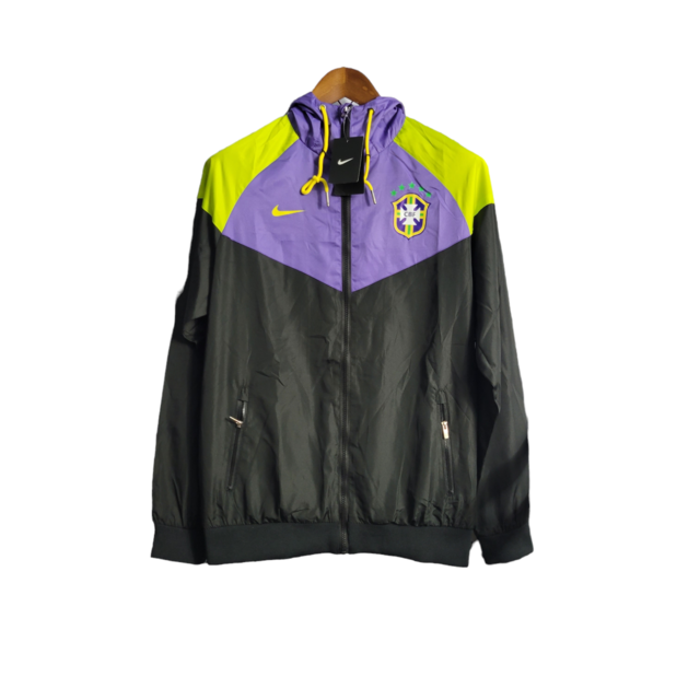 Jaqueta Corta-Vento Brasil 23/24 Masculino Nike - Roxo com detalhes em amarelo