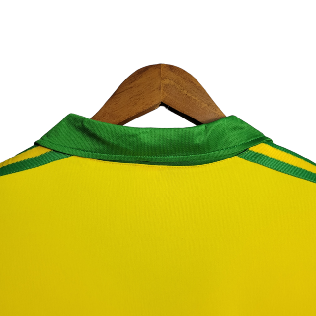 Camisa Seleção Brasileira I Retrô 1979 Adidas Torcedor Masculina - Amarelo com detalhes em verde