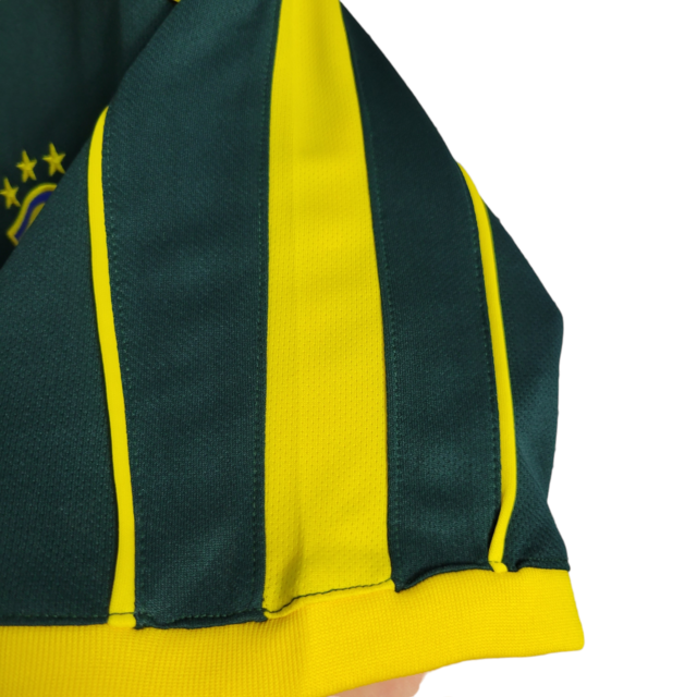 Camisa Goleiro Seleção Brasileira Retrô 1998 Nike Torcedor Masculina - Verde escuro com detalhes em branco e amarelo
