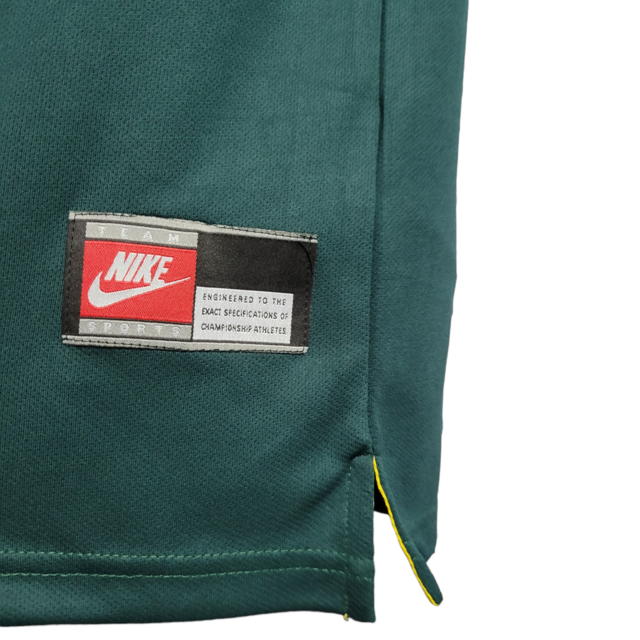 Camisa Goleiro Seleção Brasileira Retrô 1998 Nike Torcedor Masculina - Verde escuro com detalhes em branco e amarelo