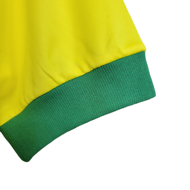 Camisa Seleção Brasileira Retrô I 1958 Torcedor Masculina - Amarela com detalhes verdes
