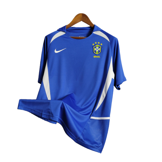 Camisa Seleção Brasileira Retrô II 2002 Nike Torcedor Masculina - Azul com detalhes em branco