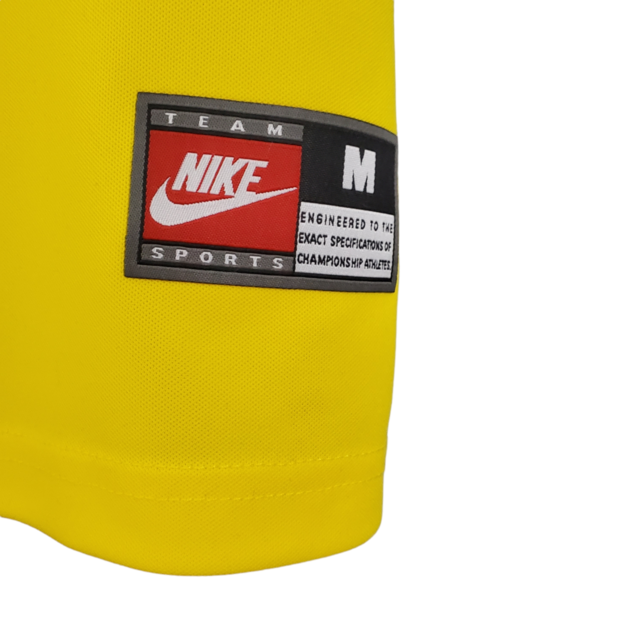 Camisa Seleção Brasileira I Retrô 1998 Nike Torcedor Masculina - Amarela com detalhes em verde