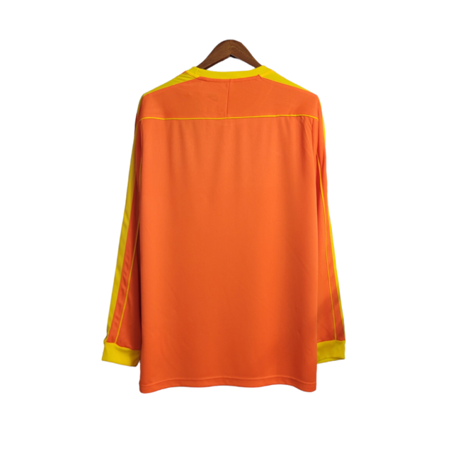 Camisa Retrô Seleção Brasileira Goleiro 1998 - Torcedor Nike Masculina - Laranja com detalhes em amarelo