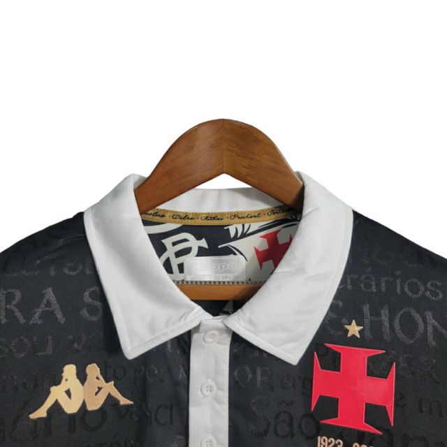 Camisa Vasco da Gama II 23/24 -  Kappa Feminina - Preta com detalhes em dourado