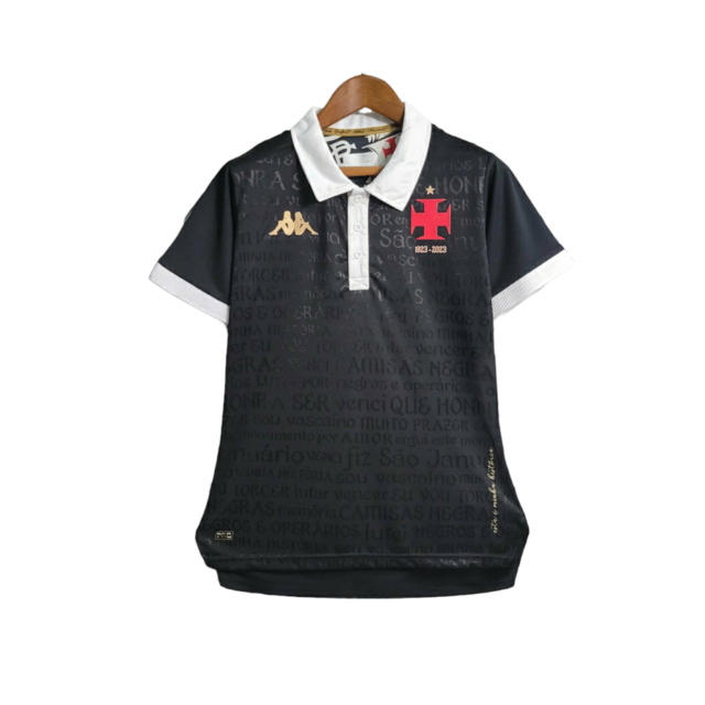 Camisa Vasco da Gama II 23/24 -  Kappa Feminina - Preta com detalhes em dourado