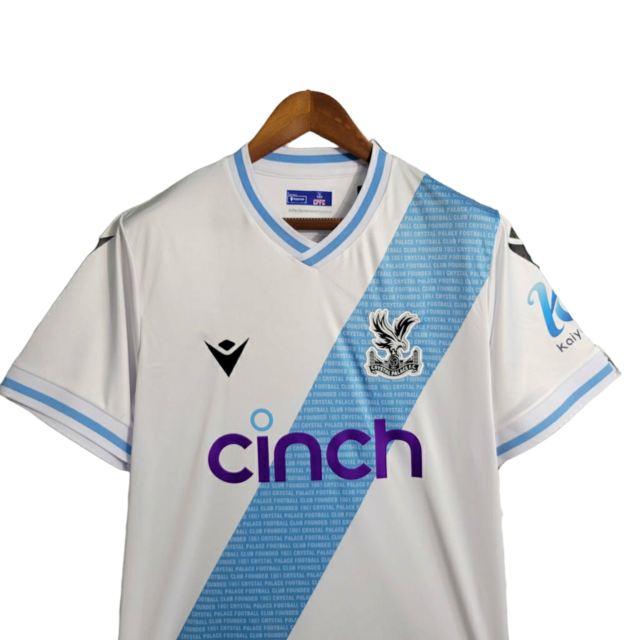 Camisa Crystal Palace II 23/24 - Torcedor Macron Masculina - Branca com faixa azul