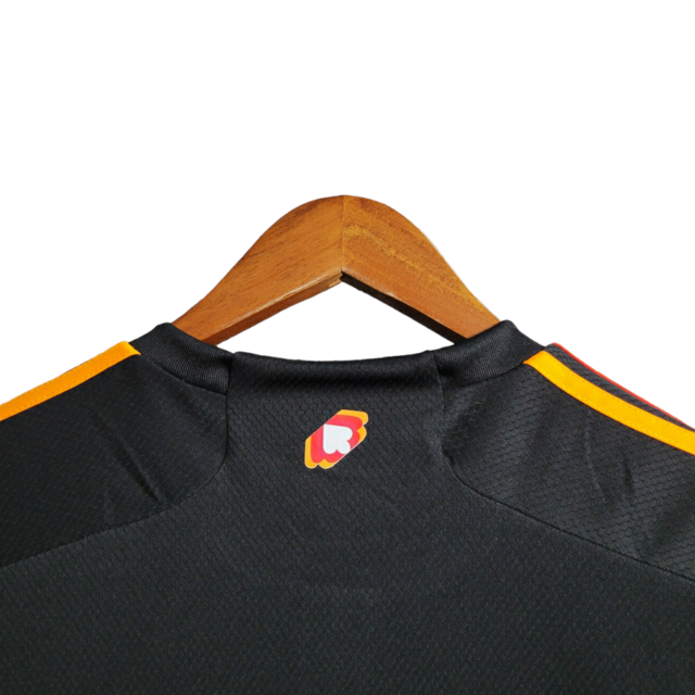 Camisa Roma III 23/24 - Torcedor Adidas Masculina - Preta com detalhes em vermelho e amarelo