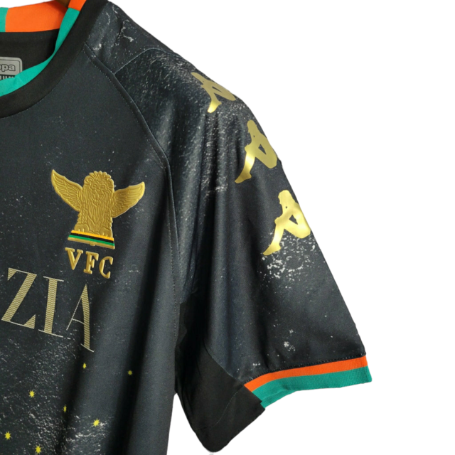 Camisa Venezia I 23/24 - Torcedor Kappa Masculina - Preta com dourada com detalhes em verde e laranja