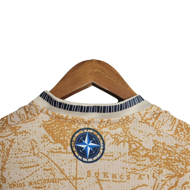 Camisa Seleção da Argentina Edição Especial 20/21 - Torcedor Adidas Masculina - Bege com detalhes em amarelo e azul